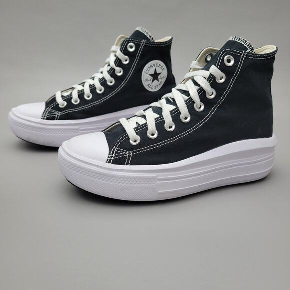 Size 8 - Converse Chuck Taylor All Star Move High Black White Classic - Picture 1 of 12